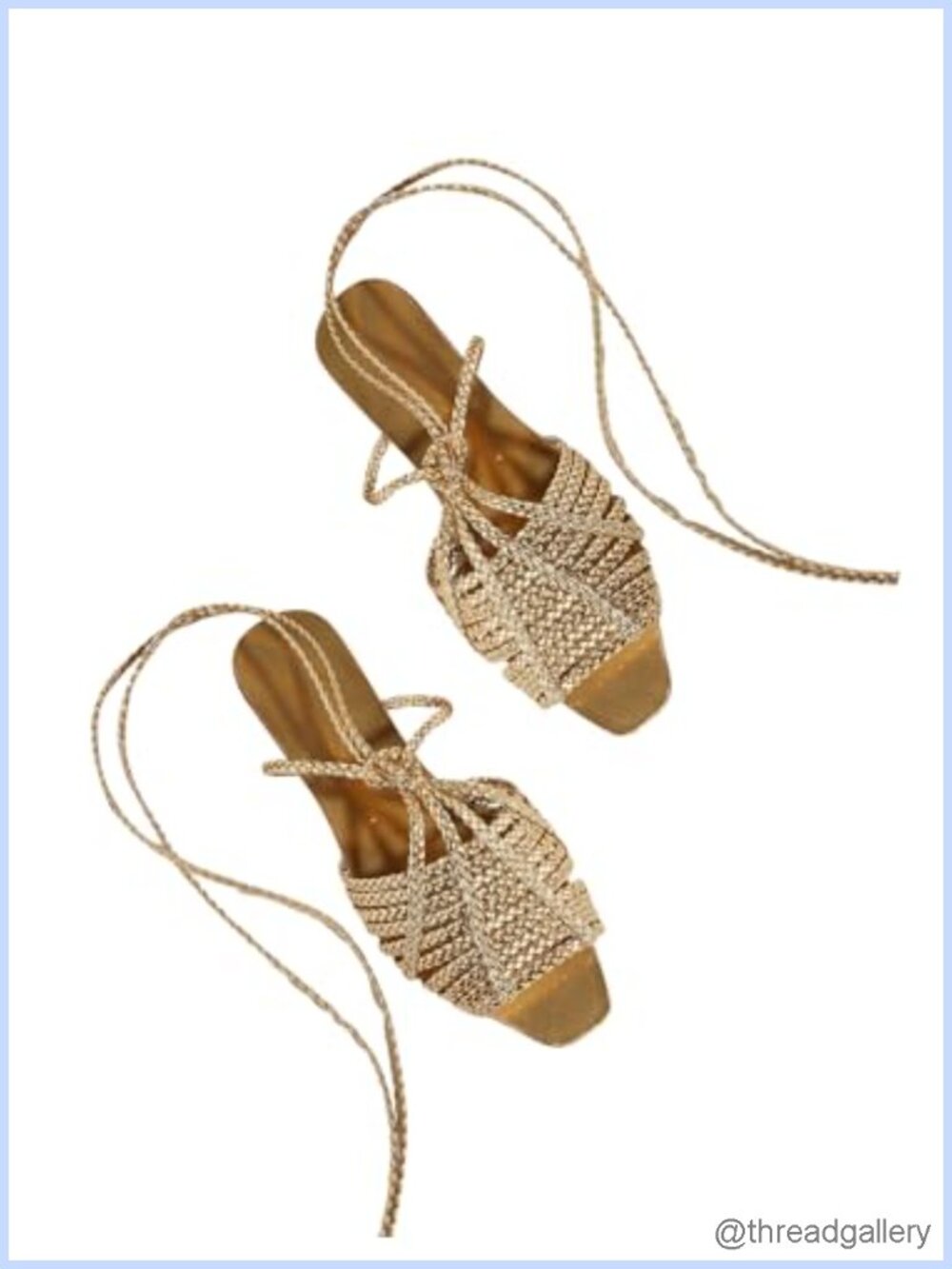 GORGLITTER Lace Up Braided Strappy Flat Sandals Faux Leather